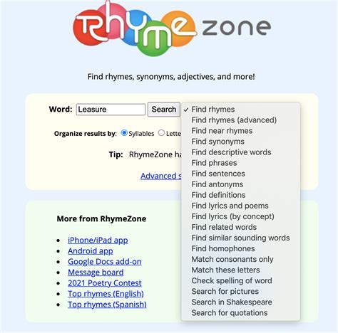 ryme zone|rhymezone synonym.